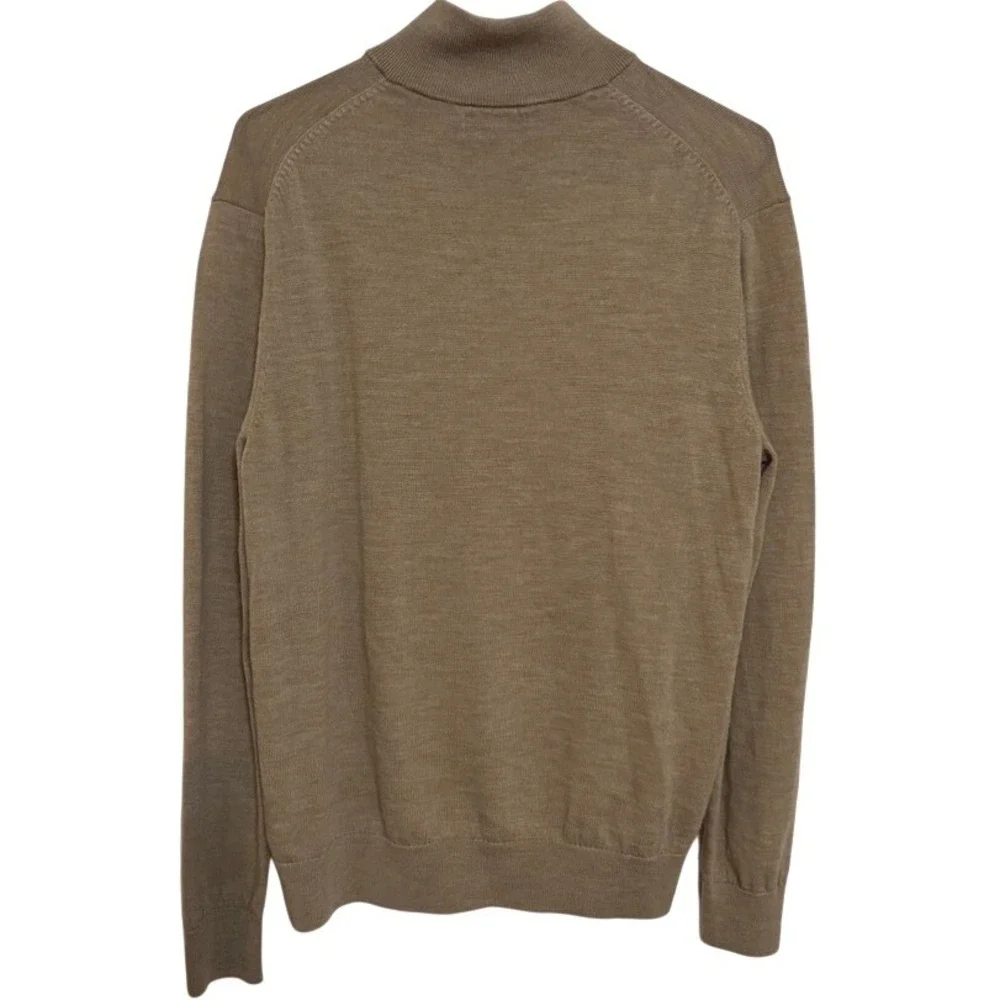 Banana Republic‎ sweater Large Khaki Beige 100% merino wool 1/4 zip mock neck